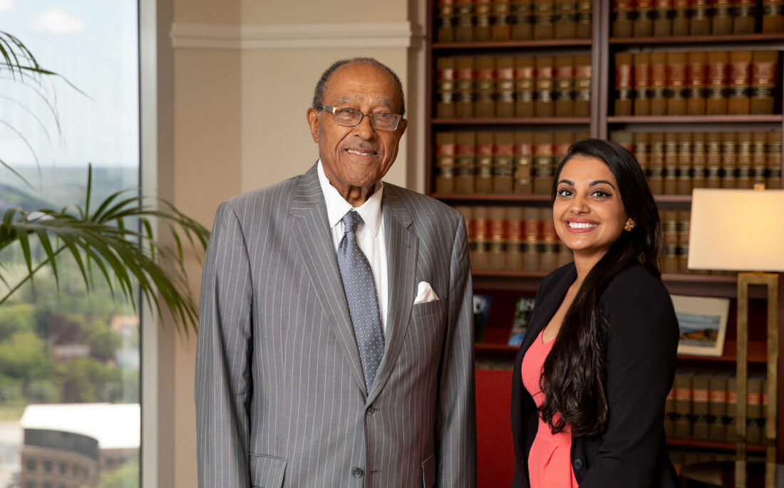 Pictured: The Honorable Henry E. Frye and Gabby Delgado (University of North Carolina School of Law Class of 2023), the recipient of the 2021 Frye Fellowship.