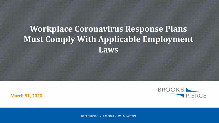 Workplace Coronavirus Response Plans Must Comply with Applicable Employment Laws