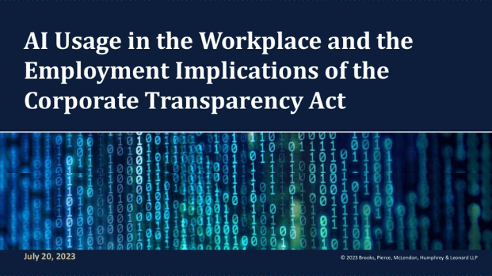 AI Usage in the Workplace and the Employment Implications of the Corporate Transparency Act