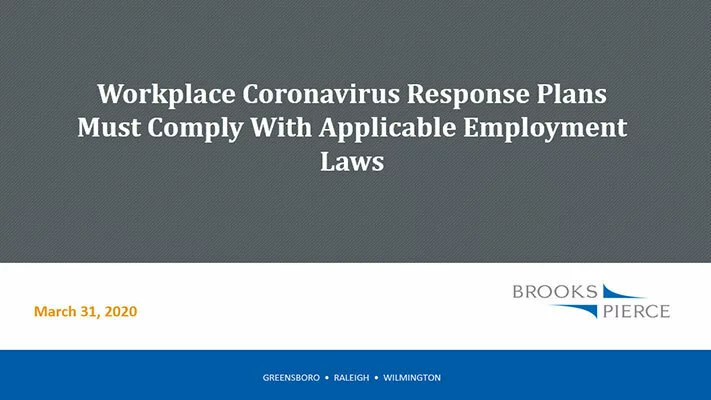 Workplace Coronavirus Response Plans Must Comply with Applicable Employment Laws